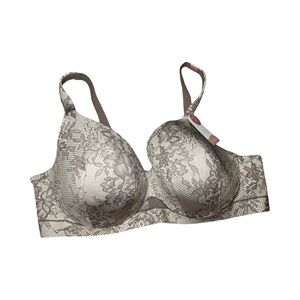 NWT Cacique Sz 44D Beige Lace* Comfort Bliss Lightly Lined Full Coverage Bra